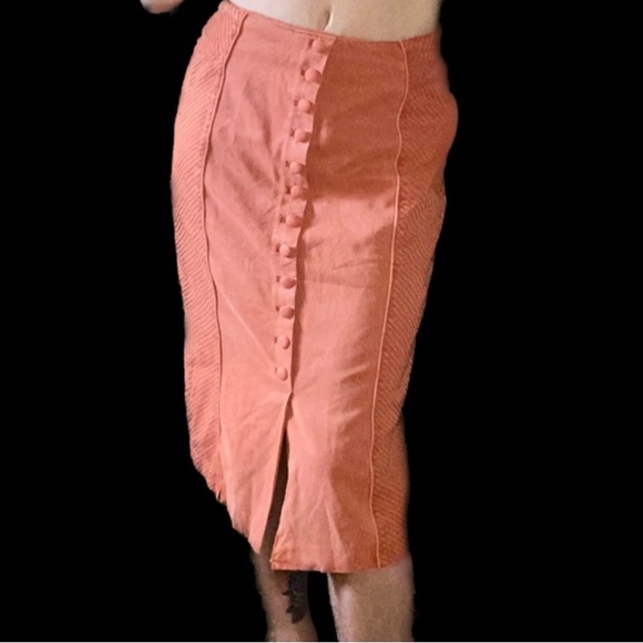Vintage 70s Retro Burnt Orange Pencil Skirt - Picture 2 of 8